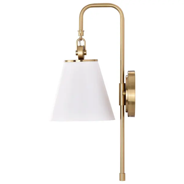 Dover 1-Light Wall Sconce in White with Vintage Brass - Image 3