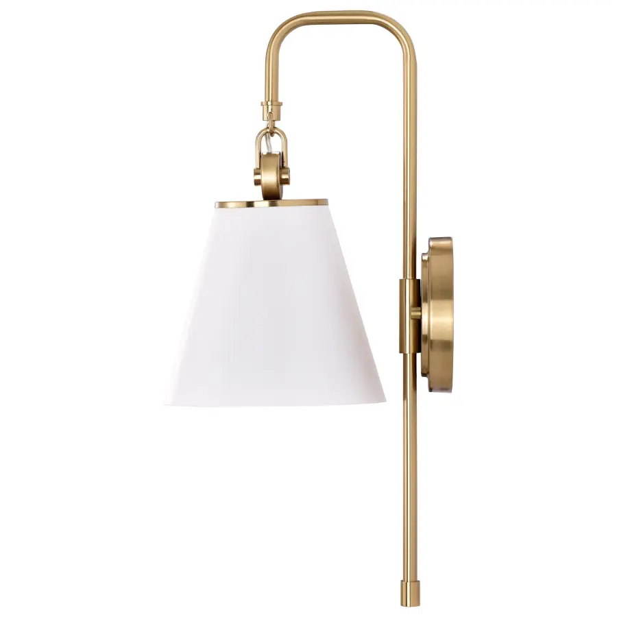 Dover 1-Light Wall Sconce in White with Vintage Brass - Image 3