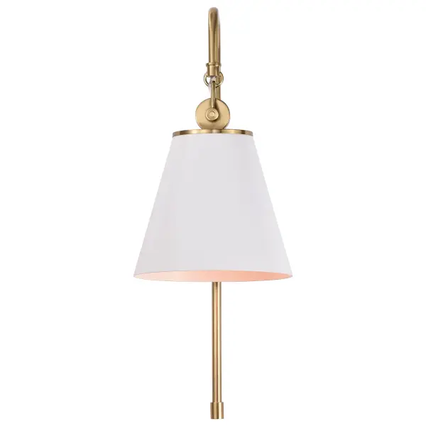 Dover 1-Light Wall Sconce in White with Vintage Brass - Image 4