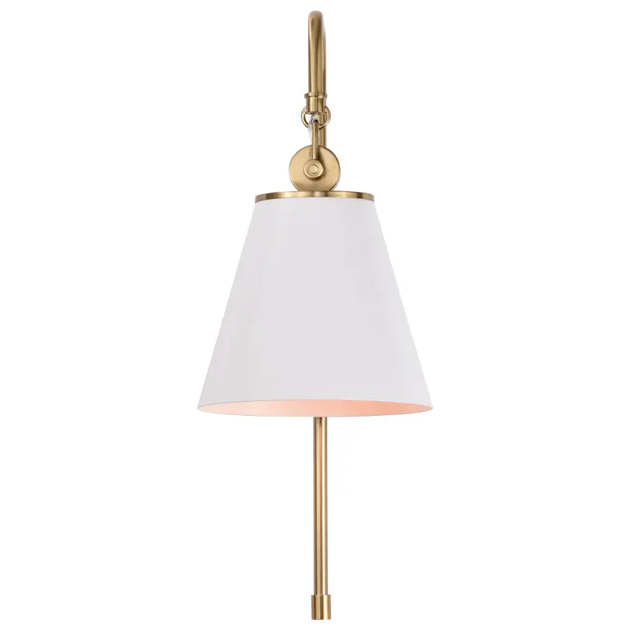 Dover 1-Light Wall Sconce in White with Vintage Brass - Image 4