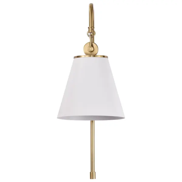 Dover 1-Light Wall Sconce in White with Vintage Brass - Image 5