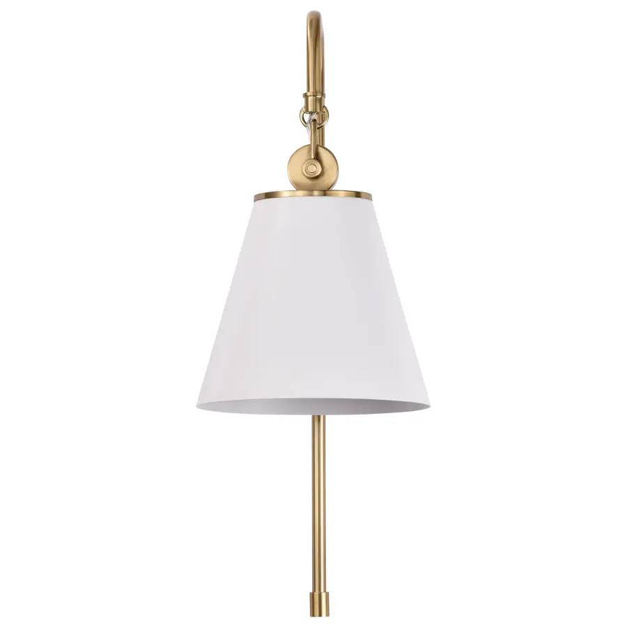 Dover 1-Light Wall Sconce in White with Vintage Brass - Image 5