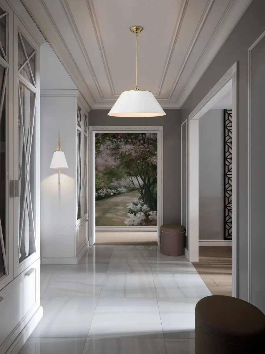 Dover 1-Light Wall Sconce in White with Vintage Brass - Image 6