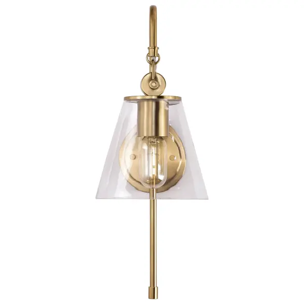 Dover 1-Light Wall Sconce in Vintage Brass with Clear Glass - Image 3