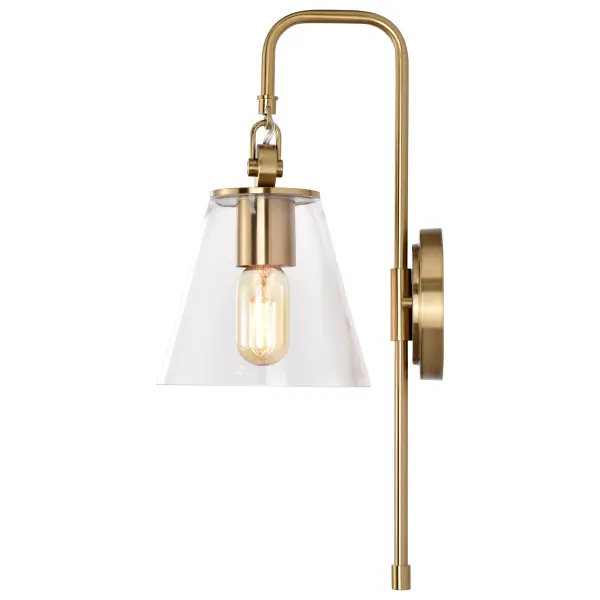 Dover 1-Light Wall Sconce in Vintage Brass with Clear Glass - Image 4