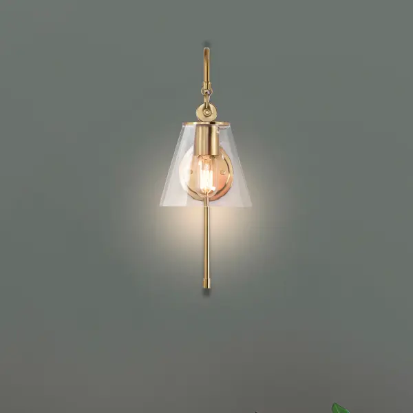 Dover 1-Light Wall Sconce in Vintage Brass with Clear Glass - Image 7