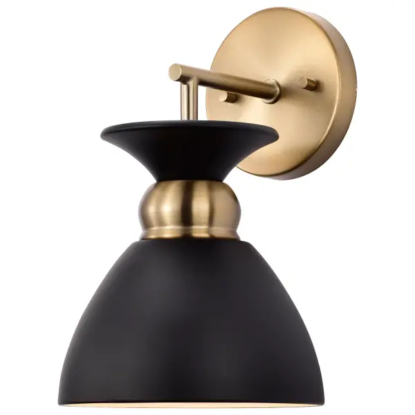 Perkins 1-Light Wall Sconce in Matte Black with Burnished Brass - Image 3
