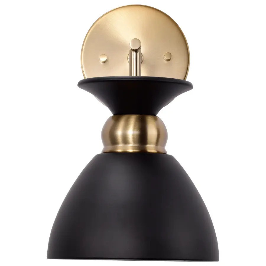 Perkins 1-Light Wall Sconce in Matte Black with Burnished Brass - Image 4