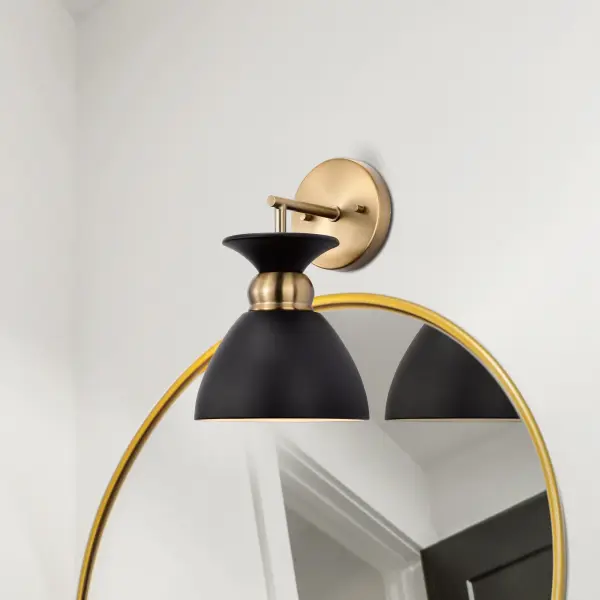 Perkins 1-Light Wall Sconce in Matte Black with Burnished Brass - Image 6
