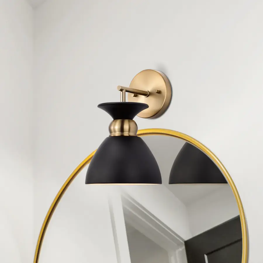 Perkins 1-Light Wall Sconce in Matte Black with Burnished Brass - Image 6