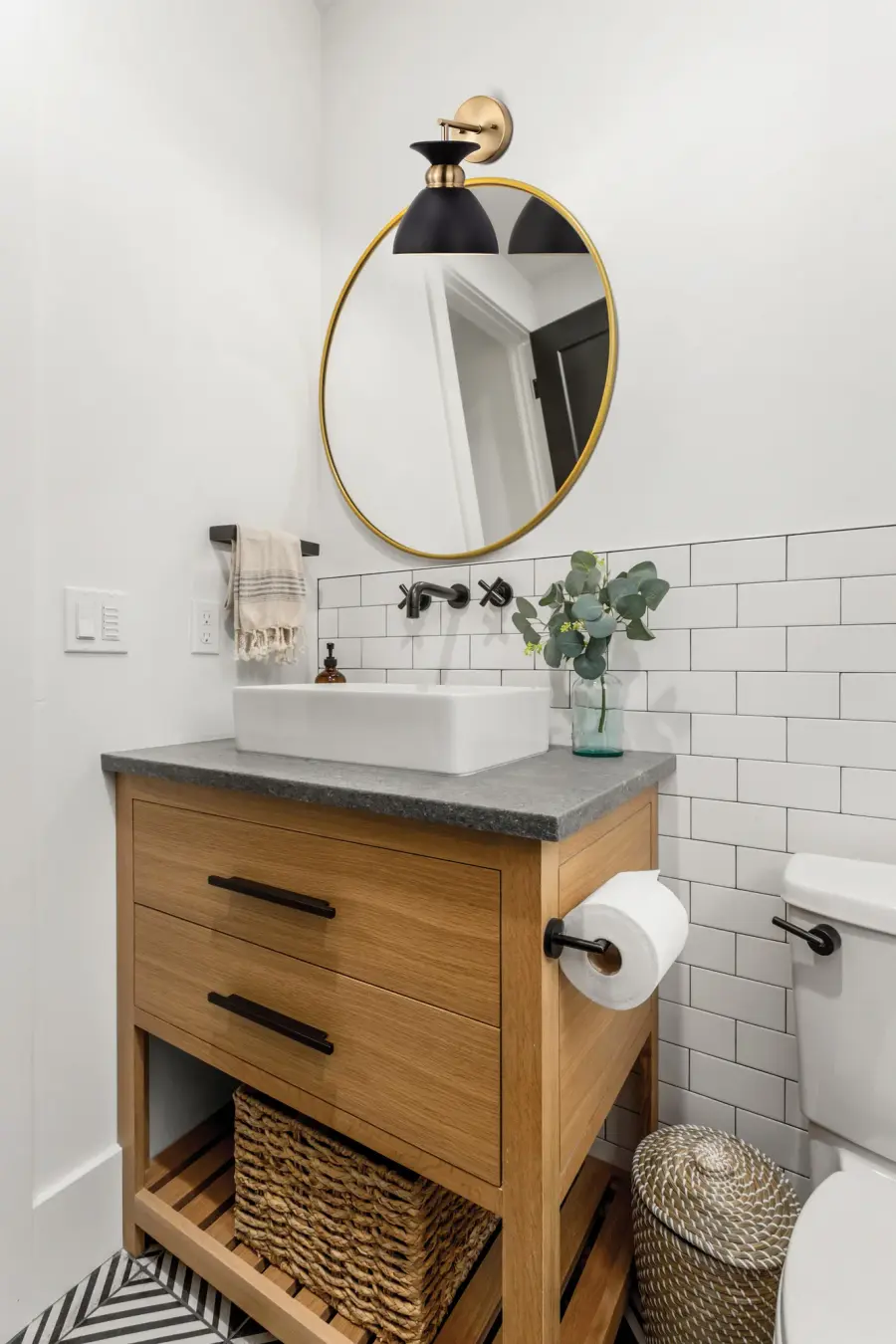 Perkins 1-Light Wall Sconce in Matte Black with Burnished Brass - Image 8