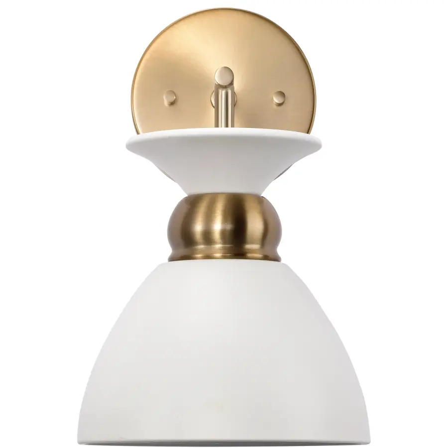 Perkins 1-Light Wall Sconce in Matte White with Burnished Brass - Image 3