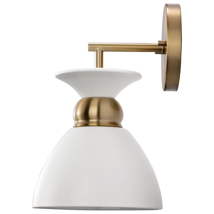 Perkins 1-Light Wall Sconce in Matte White with Burnished Brass - Image 4