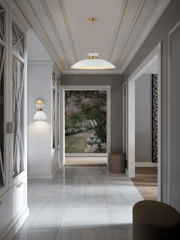 Perkins 1-Light Wall Sconce in Matte White with Burnished Brass - Image 5