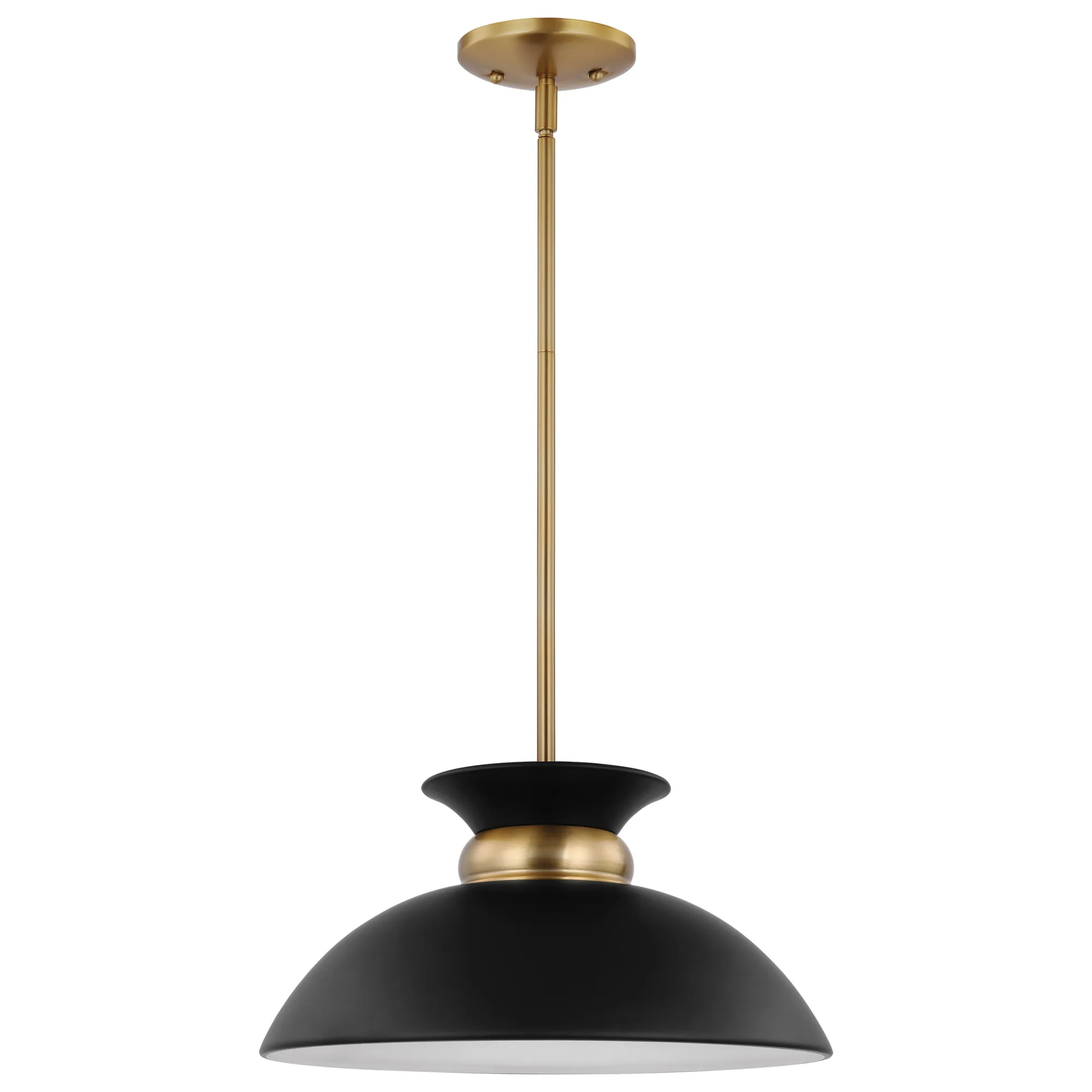 Perkins Small Pendant - Matte Black with Burnished Brass