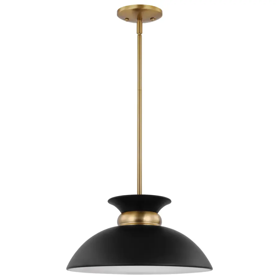 Perkins Small Pendant - Matte Black with Burnished Brass - Image 1