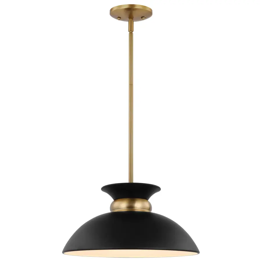 Perkins Small Pendant - Matte Black with Burnished Brass - Image 2