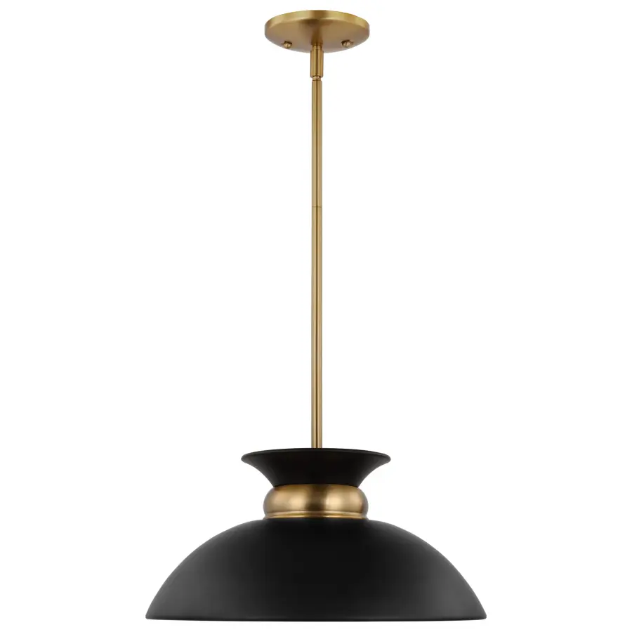Perkins Small Pendant - Matte Black with Burnished Brass - Image 3