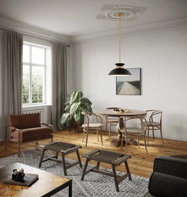 Perkins Small Pendant - Matte Black with Burnished Brass - Image 5