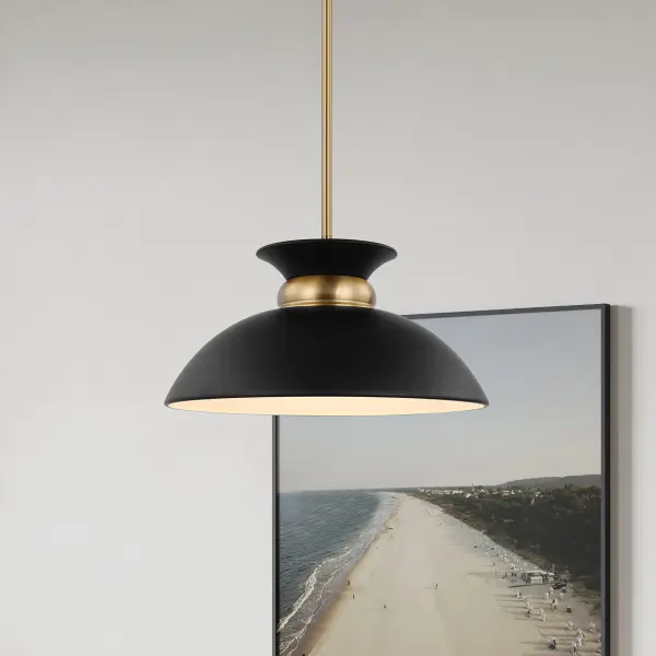 Perkins Small Pendant - Matte Black with Burnished Brass - Image 6