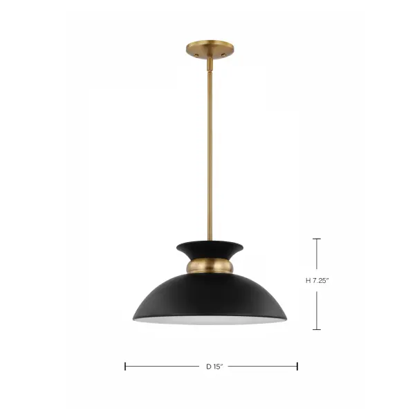 Perkins Small Pendant - Matte Black with Burnished Brass - Image 7