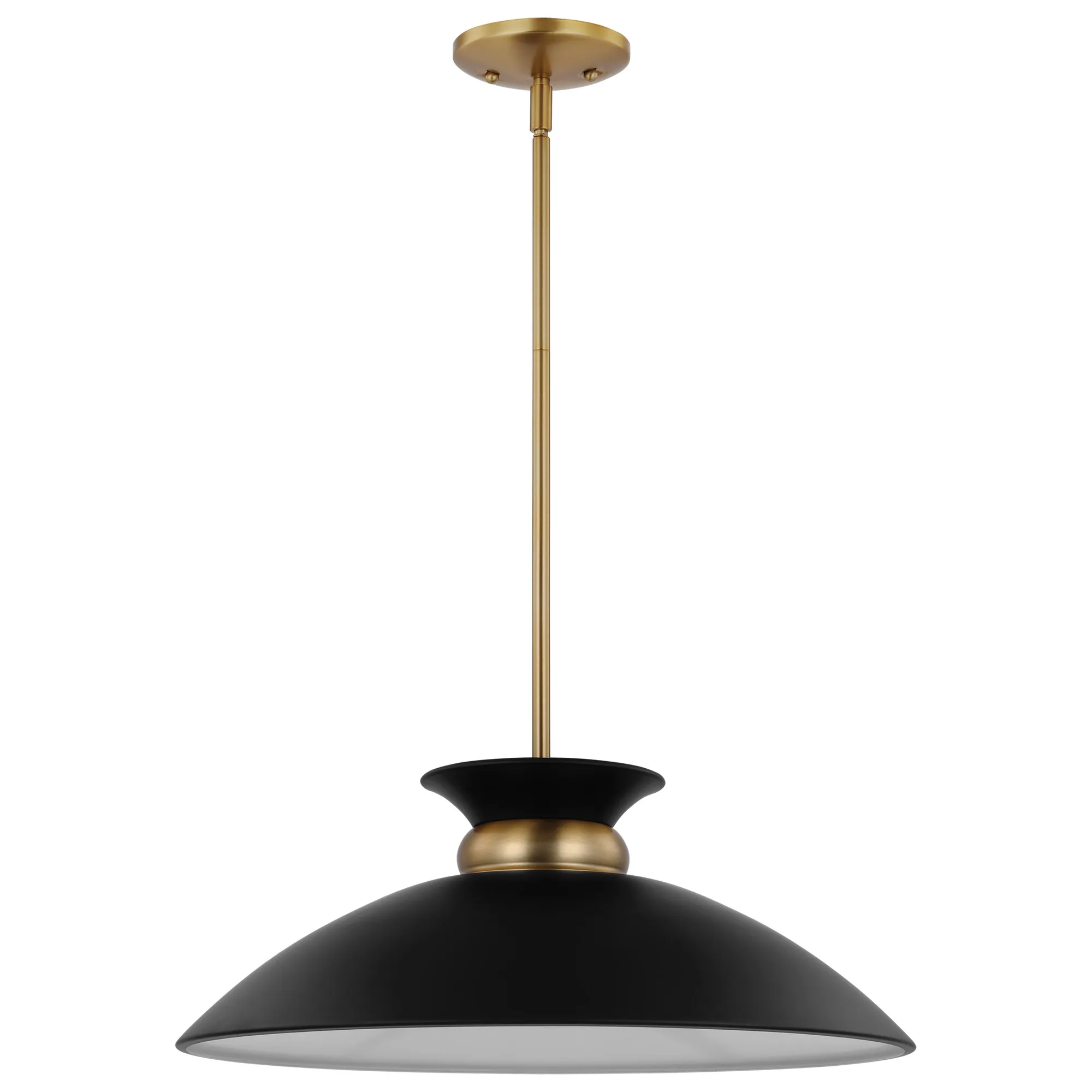 Perkins Medium Pendant - Matte Black with Burnished Brass