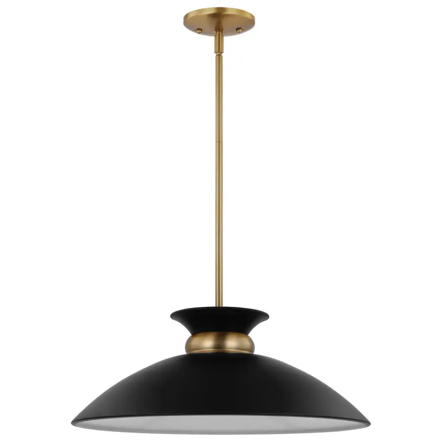 Perkins Medium Pendant - Matte Black with Burnished Brass - Image 1