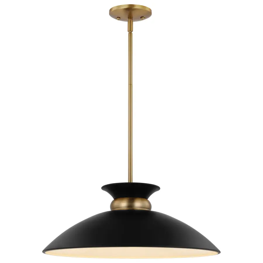 Perkins Medium Pendant - Matte Black with Burnished Brass - Image 2