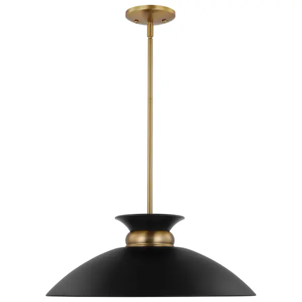 Perkins Medium Pendant - Matte Black with Burnished Brass - Image 3