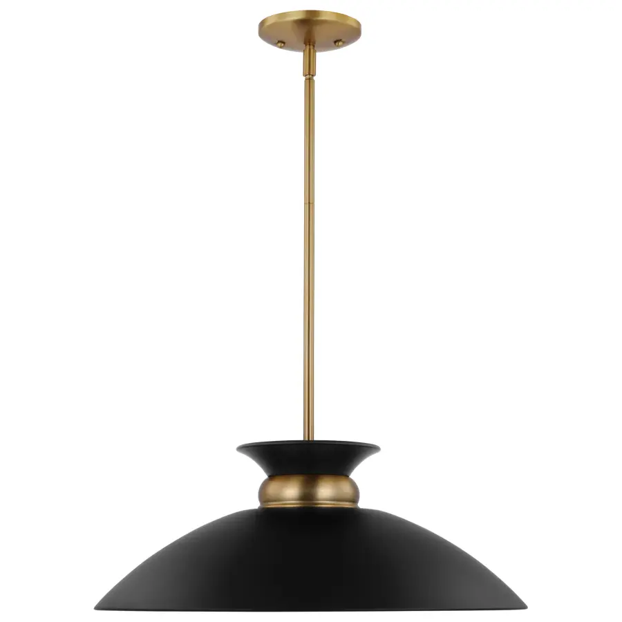 Perkins Medium Pendant - Matte Black with Burnished Brass - Image 3