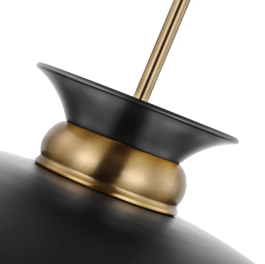 Perkins Medium Pendant - Matte Black with Burnished Brass - Image 4