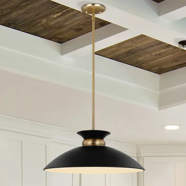 Perkins Medium Pendant - Matte Black with Burnished Brass - Image 6
