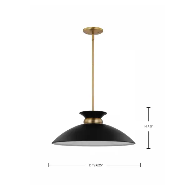 Perkins Medium Pendant - Matte Black with Burnished Brass - Image 7