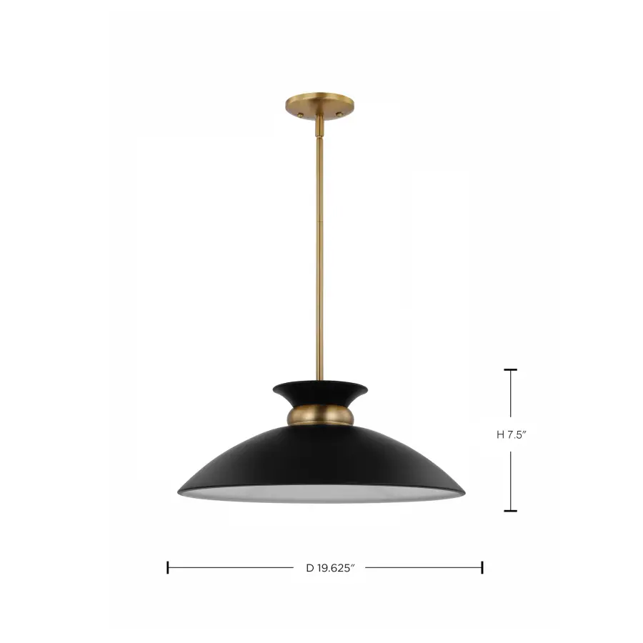 Perkins Medium Pendant - Matte Black with Burnished Brass - Image 7