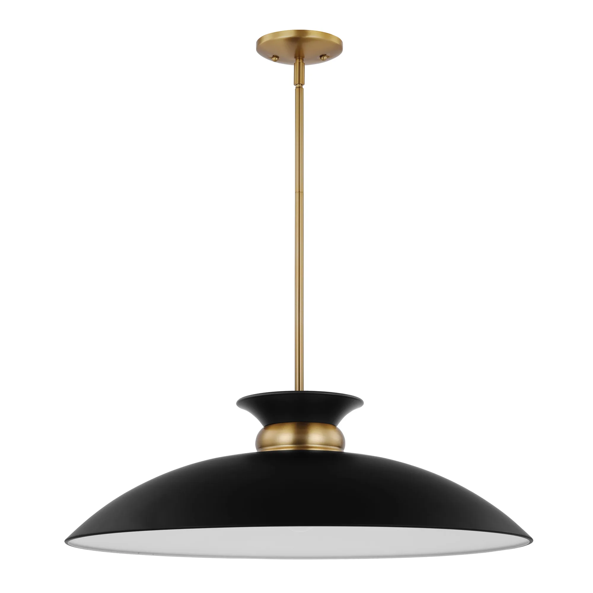 Perkins Large Pendant - Matte Black with Burnished Brass