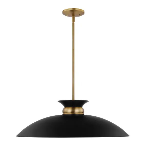 Perkins Large Pendant - Matte Black with Burnished Brass - Image 3