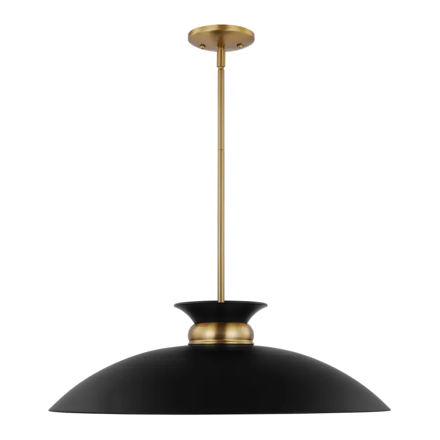Perkins Large Pendant - Matte Black with Burnished Brass - Image 3