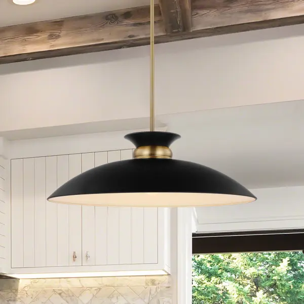 Perkins Large Pendant - Matte Black with Burnished Brass - Image 6
