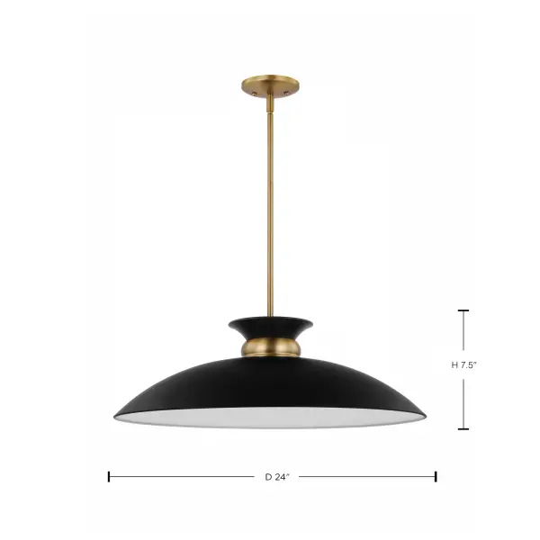 Perkins Large Pendant - Matte Black with Burnished Brass - Image 7