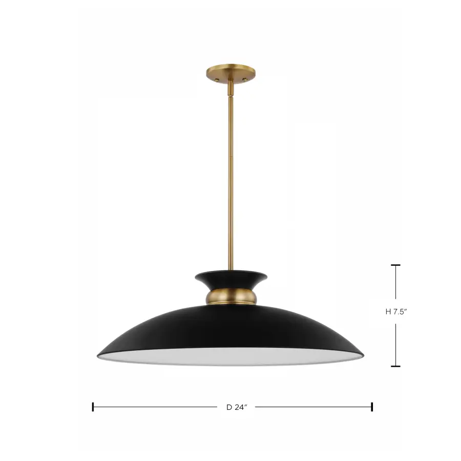 Perkins Large Pendant - Matte Black with Burnished Brass - Image 7