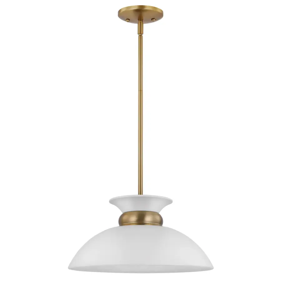 Perkins Small Pendant - Matte White with Burnished Brass - Image 2