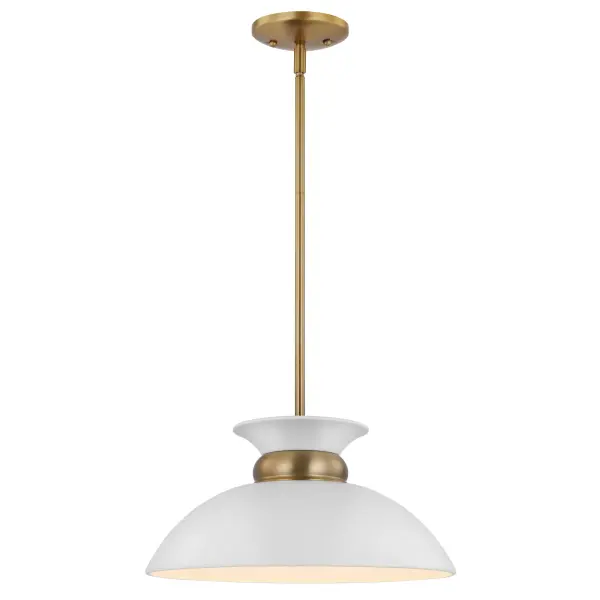 Perkins Small Pendant - Matte White with Burnished Brass - Image 3