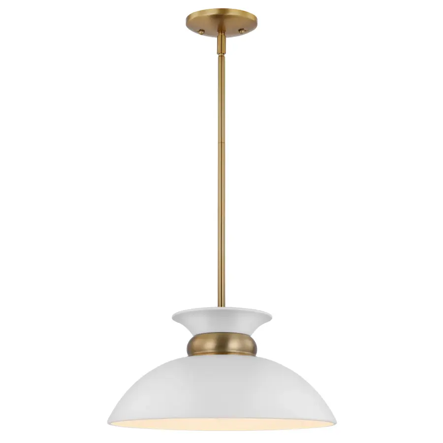 Perkins Small Pendant - Matte White with Burnished Brass - Image 3