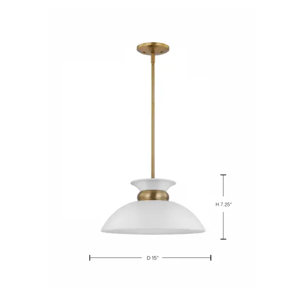 Perkins Small Pendant - Matte White with Burnished Brass - Image 7