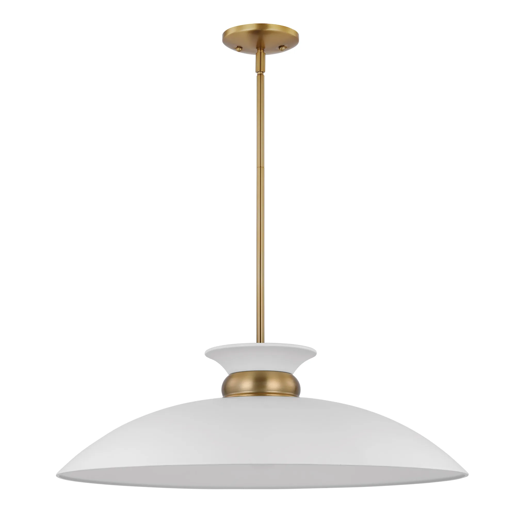 Perkins Large Pendant - Matte White with Burnished Brass