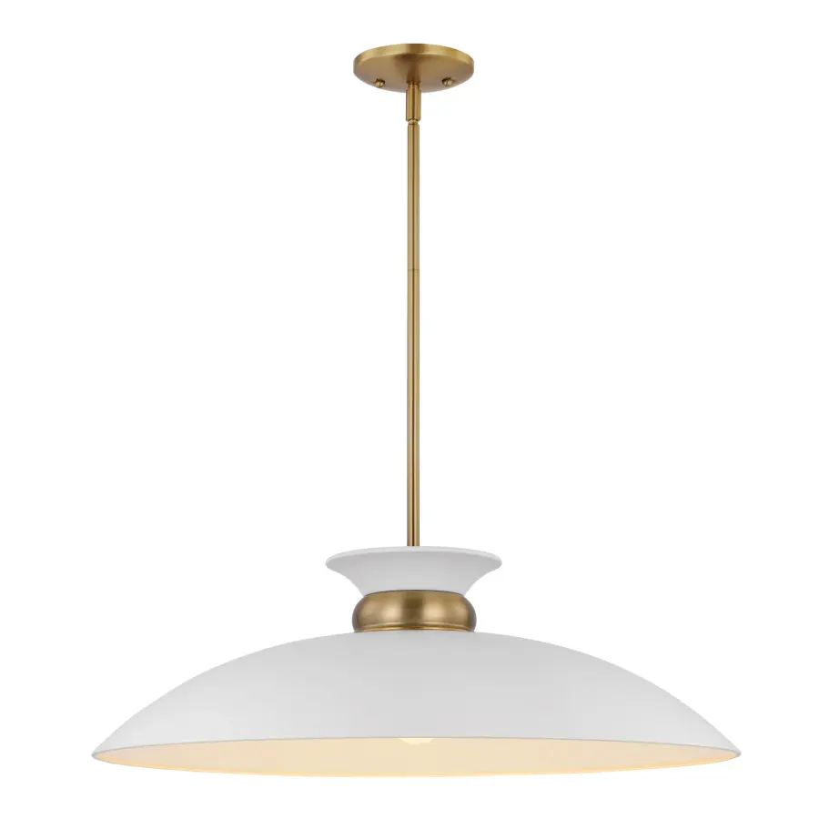 Perkins Large Pendant - Matte White with Burnished Brass - Image 2