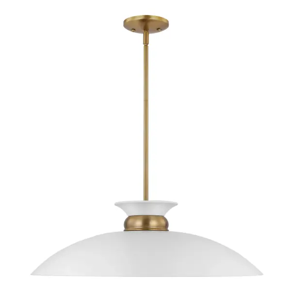 Perkins Large Pendant - Matte White with Burnished Brass - Image 3