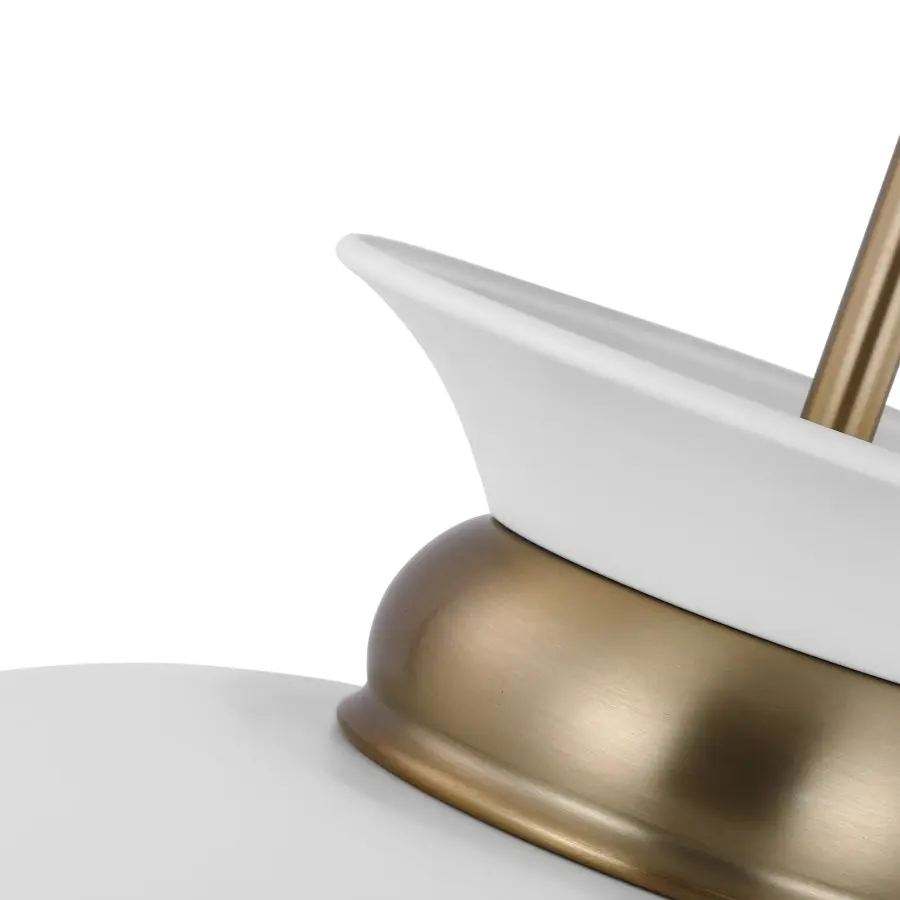 Perkins Large Pendant - Matte White with Burnished Brass - Image 4