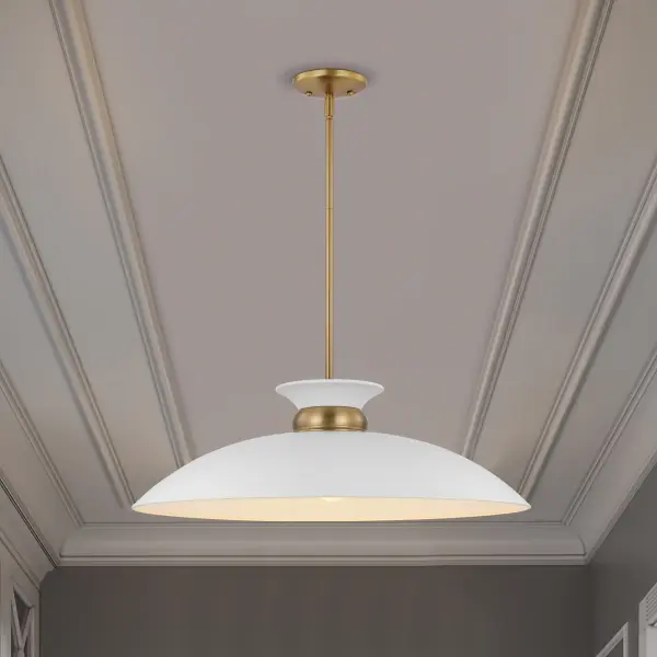 Perkins Large Pendant - Matte White with Burnished Brass - Image 6