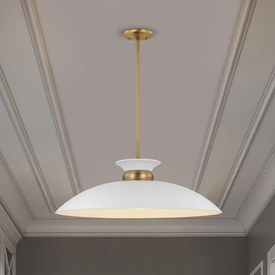Perkins Large Pendant - Matte White with Burnished Brass - Image 6